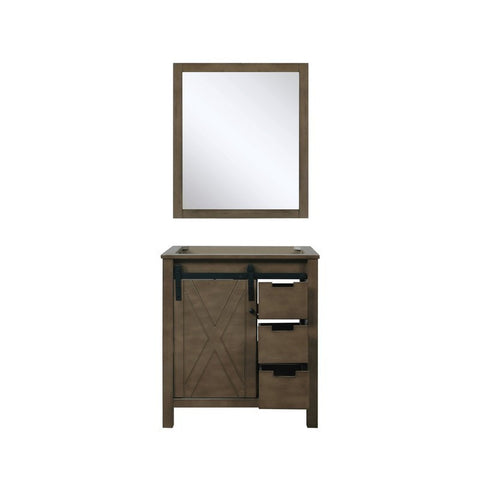 Image of Marsyas Modern 30" Rustic Brown Single Vanity, no Top and 28" Mirror | LM342230SK00M28