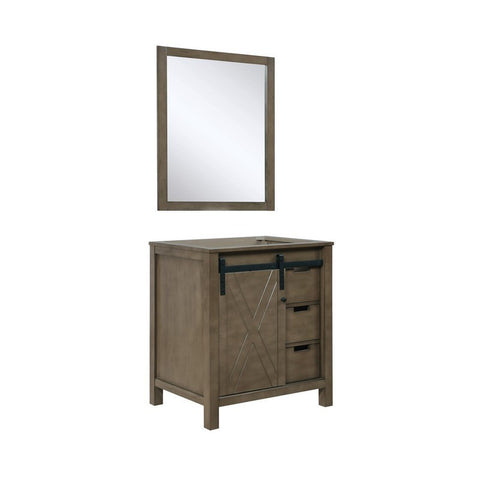 Image of Marsyas Modern 30" Rustic Brown Single Vanity, no Top and 28" Mirror | LM342230SK00M28