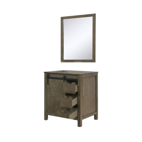 Image of Marsyas Modern 30" Rustic Brown Single Vanity, no Top and 28" Mirror | LM342230SK00M28