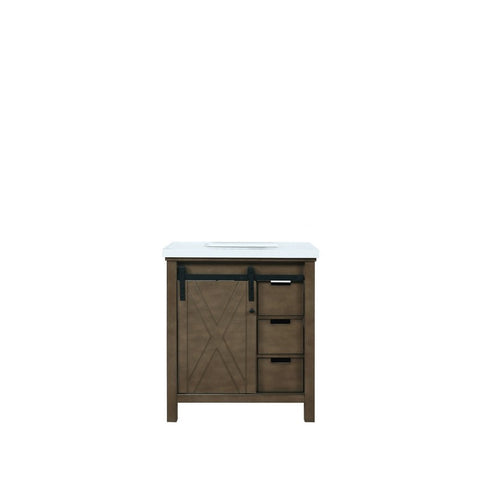 Image of Marsyas 30" Rustic Brown Single Vanity, White Quartz Top, and no Mirror | LM342230SKCS000