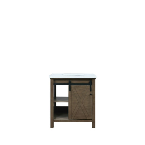 Image of Marsyas 30" Rustic Brown Single Vanity, White Quartz Top, and no Mirror | LM342230SKCS000