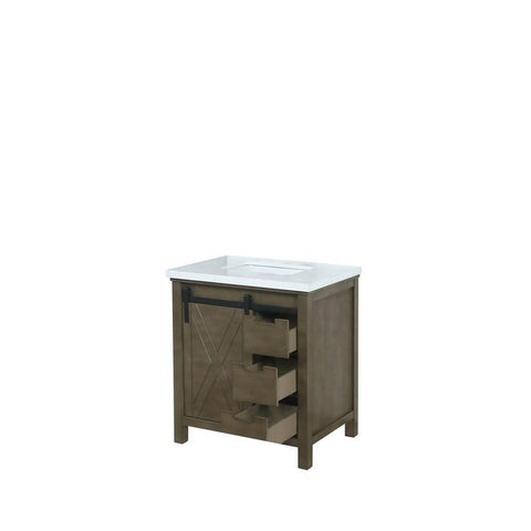 Image of Marsyas 30" Rustic Brown Single Vanity, White Quartz Top, and no Mirror | LM342230SKCS000