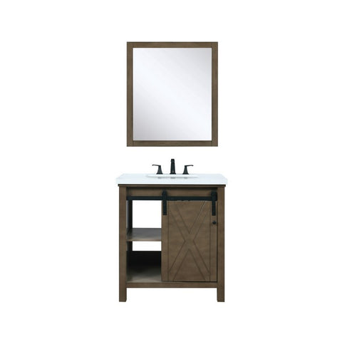 Image of Marsyas 30" Rustic Brown Single Vanity Set, White Quartz Top | LM342230SKCSM28F