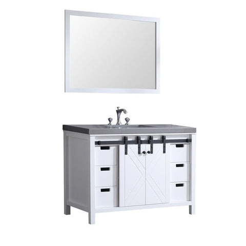 Image of Marsyas 48" White Single Vanity Set, Grey Quartz Top | LM342248SAASM44F
