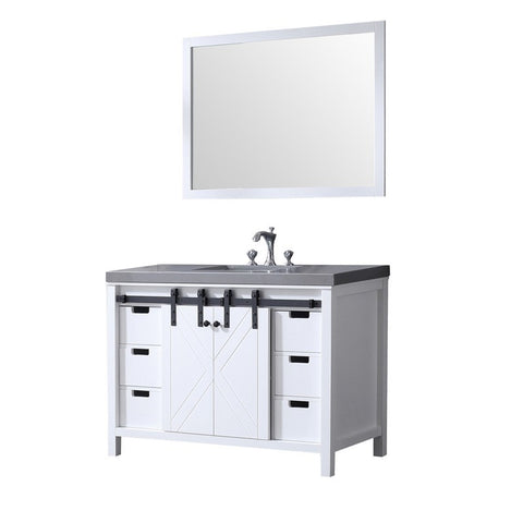 Image of Marsyas 48" White Single Vanity Set, Grey Quartz Top | LM342248SAASM44F
