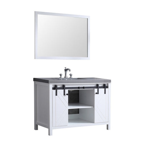 Image of Marsyas 48" White Single Vanity Set, Grey Quartz Top | LM342248SAASM44F