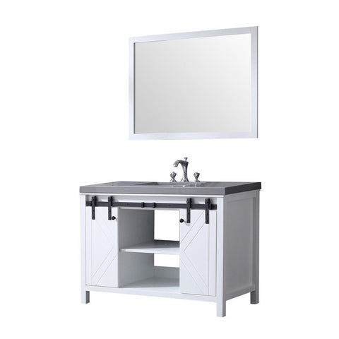 Image of Marsyas 48" White Single Vanity Set, Grey Quartz Top | LM342248SAASM44F