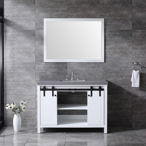 Image of Marsyas 48" White Single Vanity Set, Grey Quartz Top | LM342248SAASM44F