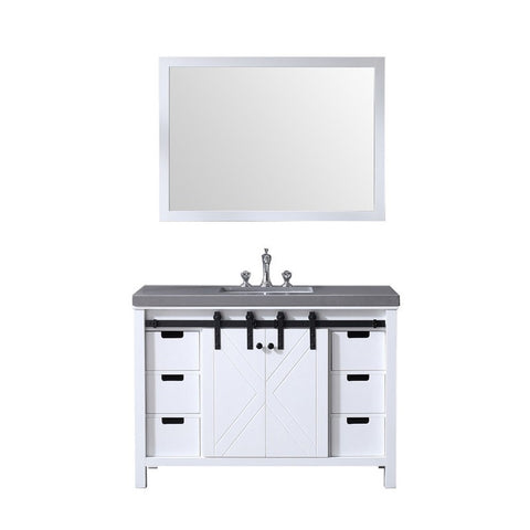 Image of Marsyas 48" White Single Vanity Set, Grey Quartz Top | LM342248SAASM44F