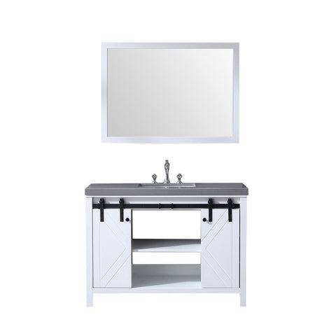 Image of Marsyas 48" White Single Vanity Set, Grey Quartz Top | LM342248SAASM44F