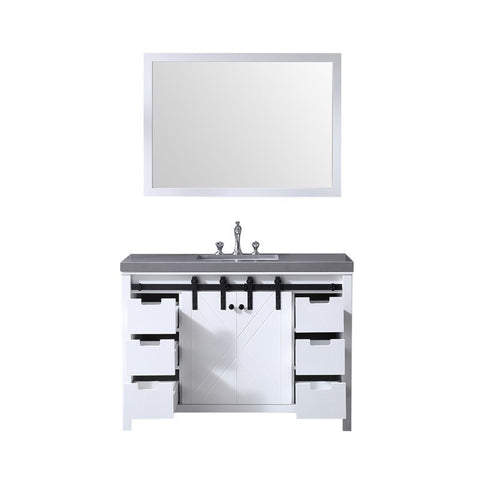 Image of Marsyas 48" White Single Vanity Set, Grey Quartz Top | LM342248SAASM44F
