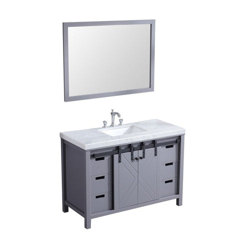 Image of Marsyas 48" Dark Grey Single Vanity Set, White Carrara Marble Top | LM342248SBBSM44F