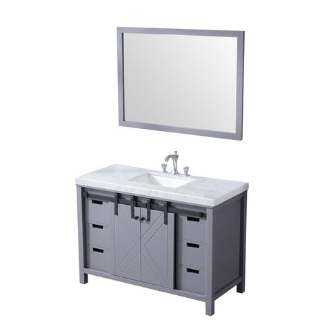 Image of Marsyas 48" Dark Grey Single Vanity Set, White Carrara Marble Top | LM342248SBBSM44F