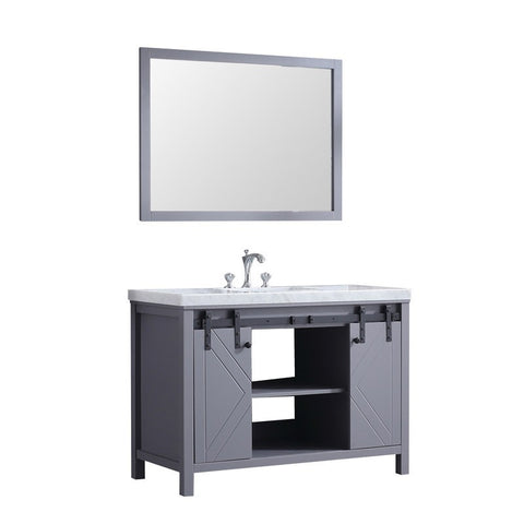 Image of Marsyas 48" Dark Grey Single Vanity Set, White Carrara Marble Top | LM342248SBBSM44F