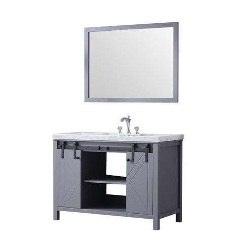 Image of Marsyas 48" Dark Grey Single Vanity Set, White Carrara Marble Top | LM342248SBBSM44F