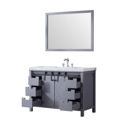 Image of Marsyas 48" Dark Grey Single Vanity Set, White Carrara Marble Top | LM342248SBBSM44F