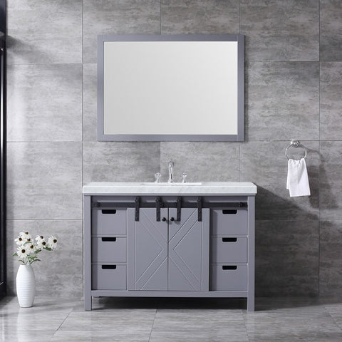 Image of Marsyas 48" Dark Grey Single Vanity Set, White Carrara Marble Top | LM342248SBBSM44F