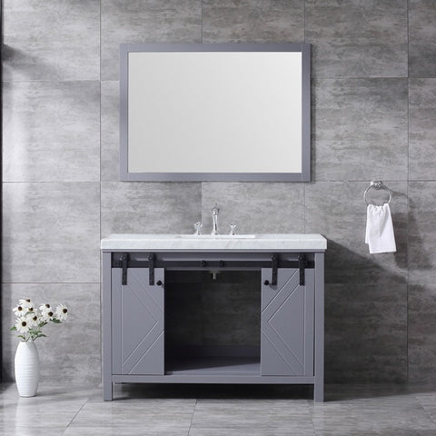 Image of Marsyas 48" Dark Grey Single Vanity Set, White Carrara Marble Top | LM342248SBBSM44F