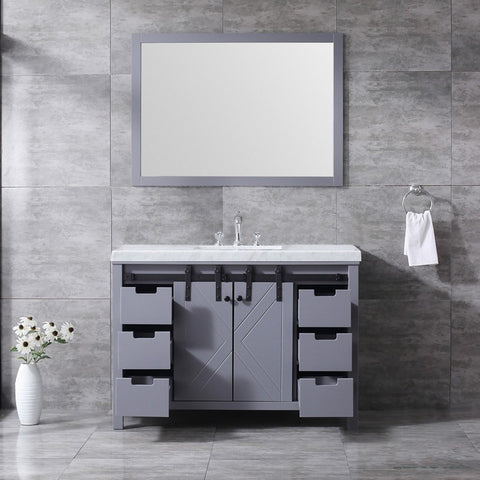 Image of Marsyas 48" Dark Grey Single Vanity Set, White Carrara Marble Top | LM342248SBBSM44F