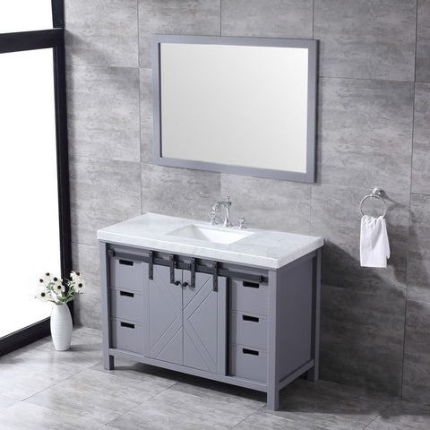 Image of Marsyas 48" Dark Grey Single Vanity Set, White Carrara Marble Top | LM342248SBBSM44F