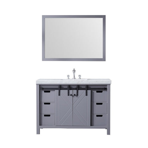 Image of Marsyas 48" Dark Grey Single Vanity Set, White Carrara Marble Top | LM342248SBBSM44F