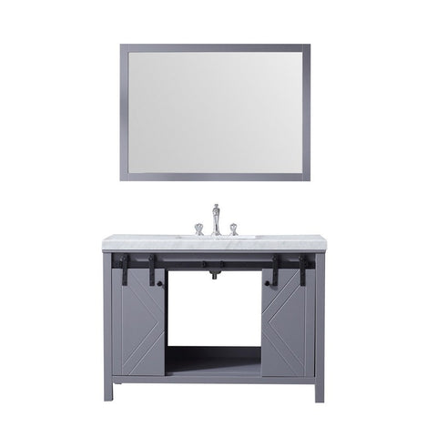 Image of Marsyas 48" Dark Grey Single Vanity Set, White Carrara Marble Top | LM342248SBBSM44F