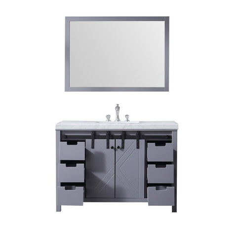 Image of Marsyas 48" Dark Grey Single Vanity Set, White Carrara Marble Top | LM342248SBBSM44F