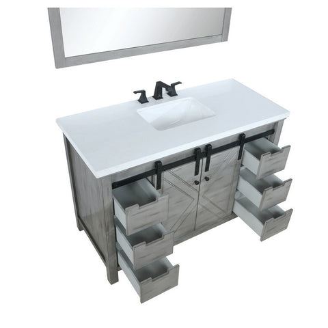 Image of Marsyas 48" Ash Grey Single Vanity Set, White Quartz Top | LM342248SHCSM44F