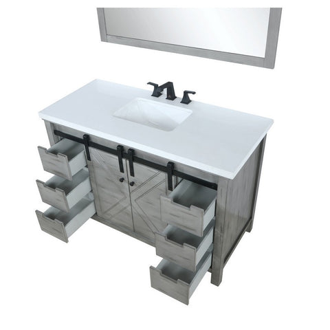 Image of Marsyas 48" Ash Grey Single Vanity Set, White Quartz Top | LM342248SHCSM44F