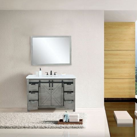 Image of Marsyas 48" Ash Grey Single Vanity Set, White Quartz Top | LM342248SHCSM44F