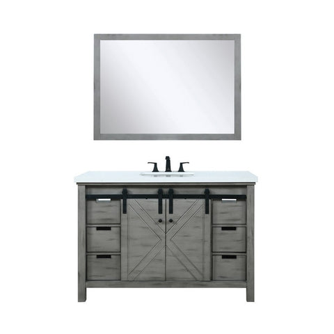 Image of Marsyas 48" Ash Grey Single Vanity Set, White Quartz Top | LM342248SHCSM44F