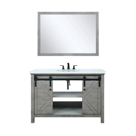 Image of Marsyas 48" Ash Grey Single Vanity Set, White Quartz Top | LM342248SHCSM44F
