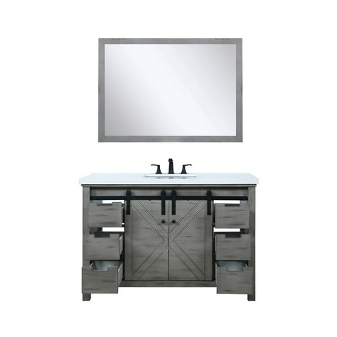 Image of Marsyas 48" Ash Grey Single Vanity Set, White Quartz Top | LM342248SHCSM44F
