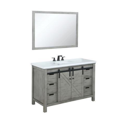 Image of Marsyas 48" Ash Grey Single Vanity Set, White Quartz Top | LM342248SHCSM44F