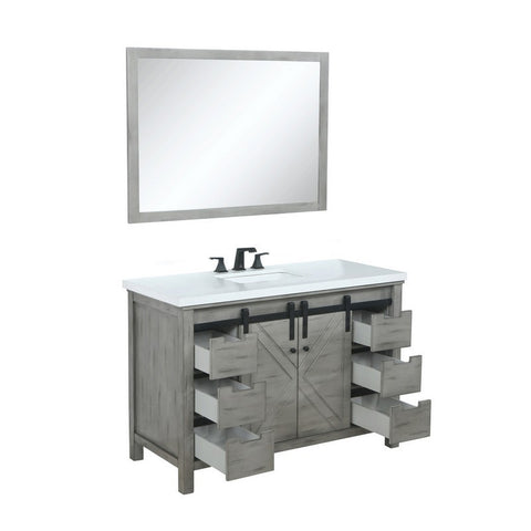 Image of Marsyas 48" Ash Grey Single Vanity Set, White Quartz Top | LM342248SHCSM44F