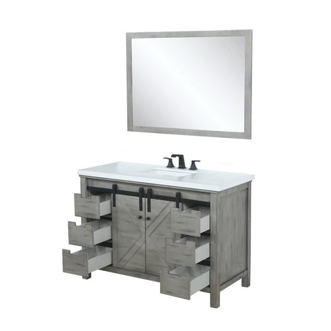 Image of Marsyas 48" Ash Grey Single Vanity Set, White Quartz Top | LM342248SHCSM44F