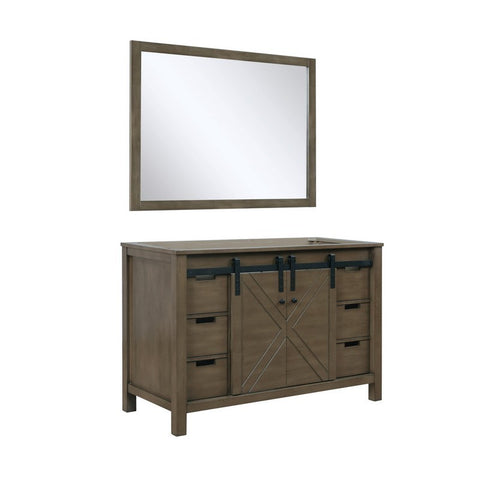 Image of Marsyas 48" Rustic Brown Single Vanity, no Top and 44" Mirror | LM342248SK00M44