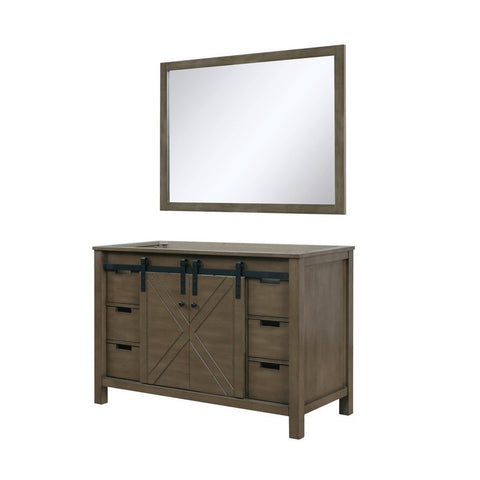 Image of Marsyas 48" Rustic Brown Single Vanity, no Top and 44" Mirror | LM342248SK00M44