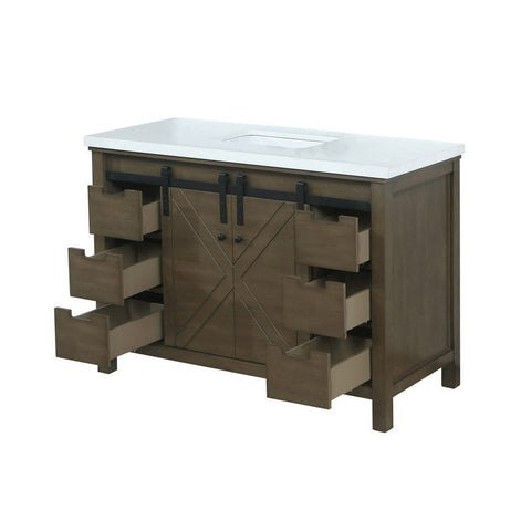 Image of Marsyas 48" Rustic Brown Single Vanity, White Quartz Top | LM342248SKCS000