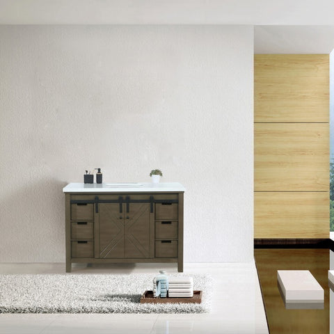 Image of Marsyas 48" Rustic Brown Single Vanity, White Quartz Top | LM342248SKCS000
