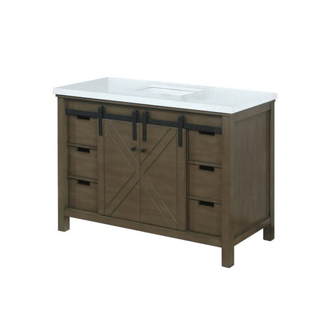 Image of Marsyas 48" Rustic Brown Single Vanity, White Quartz Top | LM342248SKCS000