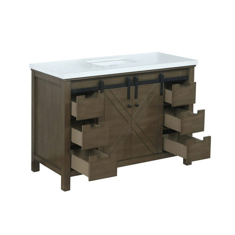 Image of Marsyas 48" Rustic Brown Single Vanity, White Quartz Top | LM342248SKCS000