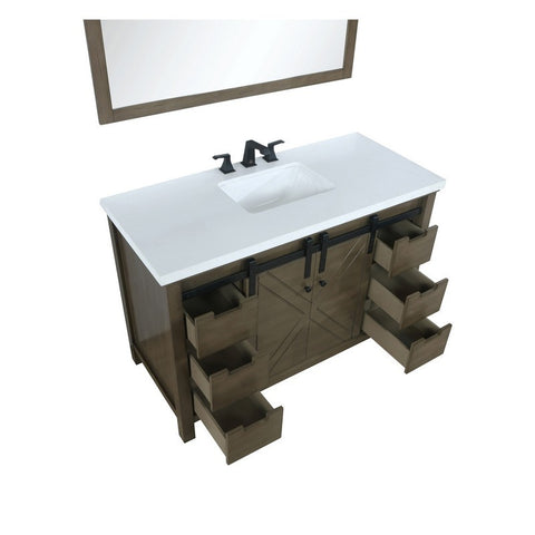 Image of Marsyas 48" Rustic Brown Single Vanity Set, White Quartz Top | LM342248SKCSM44F