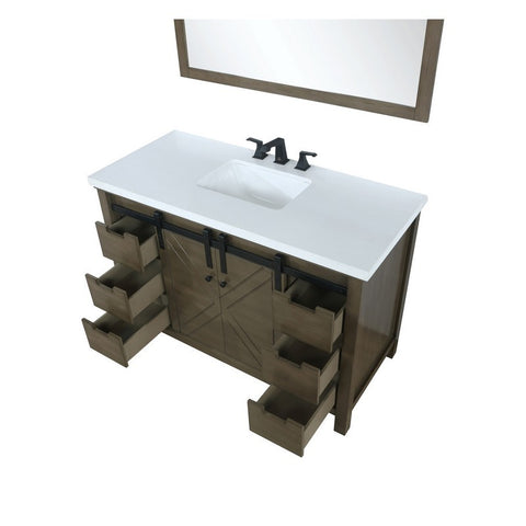 Image of Marsyas 48" Rustic Brown Single Vanity Set, White Quartz Top | LM342248SKCSM44F