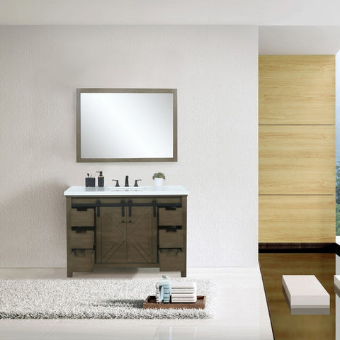 Image of Marsyas 48" Rustic Brown Single Vanity Set, White Quartz Top | LM342248SKCSM44F