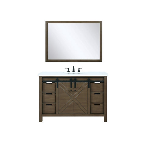 Image of Marsyas 48" Rustic Brown Single Vanity Set, White Quartz Top | LM342248SKCSM44F