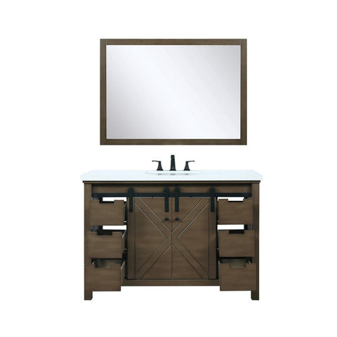 Image of Marsyas 48" Rustic Brown Single Vanity Set, White Quartz Top | LM342248SKCSM44F