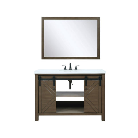 Image of Marsyas 48" Rustic Brown Single Vanity Set, White Quartz Top | LM342248SKCSM44F