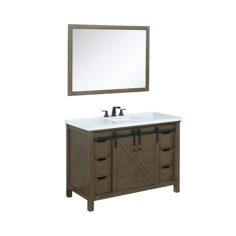 Image of Marsyas 48" Rustic Brown Single Vanity Set, White Quartz Top | LM342248SKCSM44F