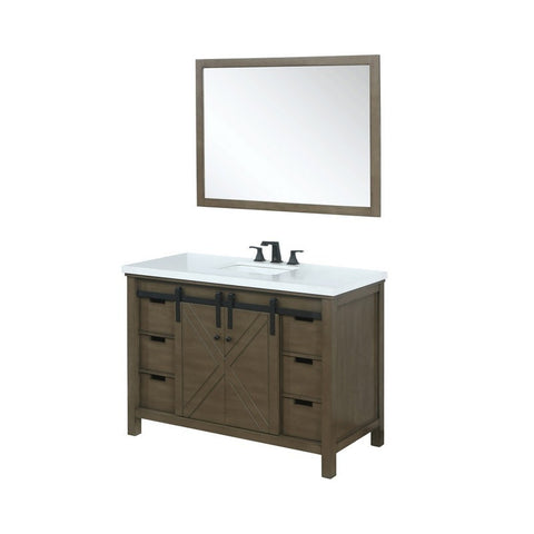 Image of Marsyas 48" Rustic Brown Single Vanity Set, White Quartz Top | LM342248SKCSM44F